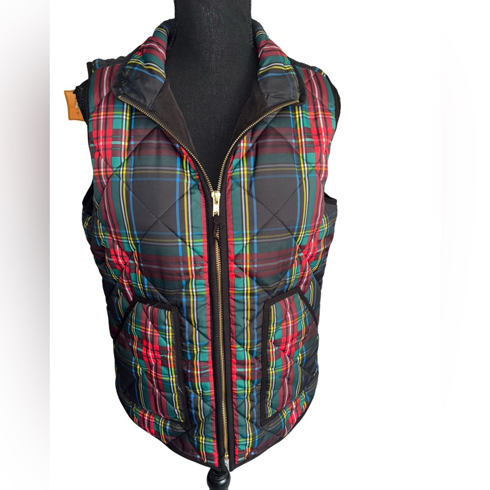 J. Crew Multicolor Plaid Quilted Vest